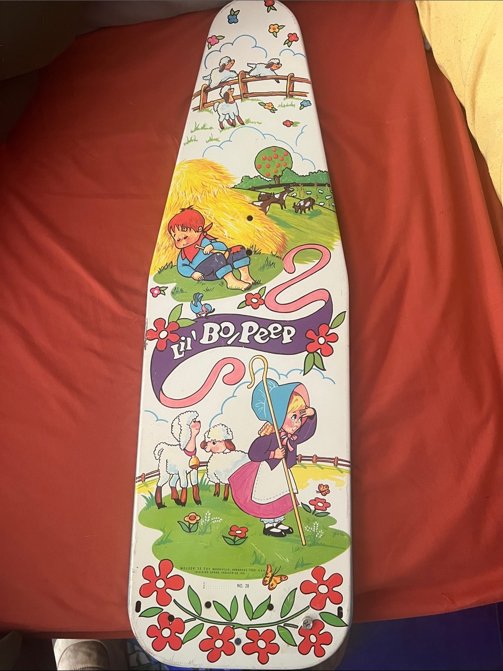 ANTIQUE 1950s WOLVERINE TOY #28 METAL IRONING BOARD WITH FAIRY TALE CHARACTERS